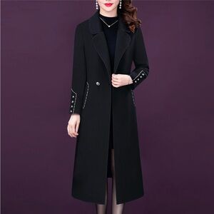 NWT Aprsfn Women's Long Pea Coat Fall Spring Elegant Solid Color Jacket Sz Small